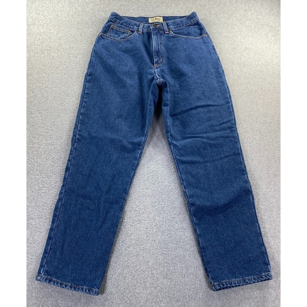 LL Bean Relaxed and Original Fit Jean Women 10  Blue Red Plaid Lined Warm Winter